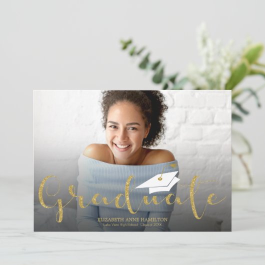 金ゴールドグリッター高校の卒業写真発表 案内状 (スタンド正面)