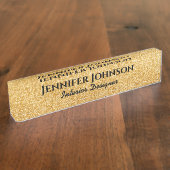 金ゴールドグリッター高級クリスマスバックグラウンド デスクネームプレート (側面)