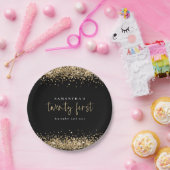 金ゴールドグリッター黒名日付21番目のパーティー ペーパープレート (パーティー)