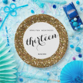 金ゴールドグリッター13誕生日 ペーパープレート (パーティー)