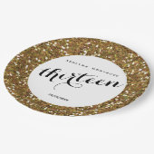 金ゴールドグリッター13誕生日 ペーパープレート (アングル)