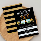 金ゴールドグリッター2カッコいいパーティー誕生日の招待 招待状