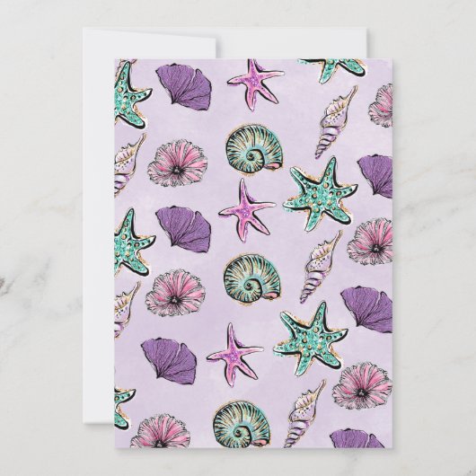 金ゴールドグリッター2パープルマーメイド2歳の誕生日 招待状 (裏面)