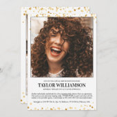 金ゴールドグリッター2写真バーチャルベビーシャワー 招待状 (正面/裏面)