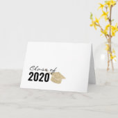 金ゴールドグリッター2020年卒業クラス カード (黄色い花)