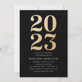 金ゴールドグリッター2022年卒業パーティーのクラス 招待状 (正面)