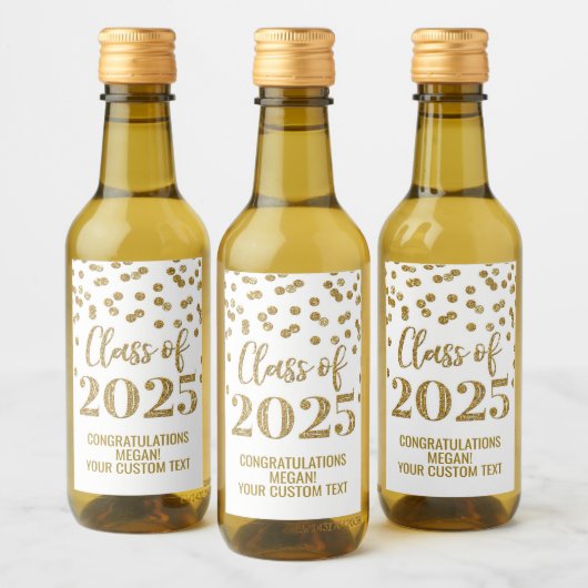 金ゴールドグリッター2025年卒業 ワインラベル (ボトル)