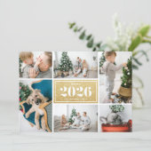 金ゴールドグリッター2025 Happy New Year Photo Collage シーズンカード (スタンド正面)