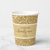金ゴールドグリッター21周年記念ハッピーバースデーパーティー 紙コップ (裏面)