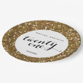 金ゴールドグリッター21歳の誕生日 ペーパープレート (アングル)