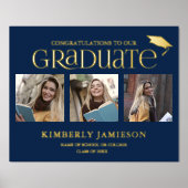 金ゴールドグリッター3写真卒業ウェルカムサイン 箔ポスター (正面)