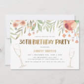 金ゴールドグリッター30歳の誕生日パーティー 招待状 (正面)