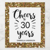 金ゴールドグリッター30歳の誕生日 – 応援から30歳 ワインラベル (シングルラベル)