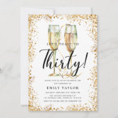 金ゴールドグリッター30th誕生日パーティー 招待状 (正面)