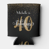 金ゴールドグリッター40と素晴らしいタイポグラフィ誕生日 缶クーラー (正面)