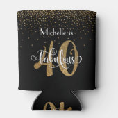 金ゴールドグリッター40と素晴らしいタイポグラフィ誕生日 缶クーラー (裏面)