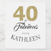 金ゴールドグリッター40と素晴らしい40th誕生日パーティー ワインラベル (シングルラベル)