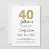 金ゴールドグリッター40と素晴らしい | 40歳の誕生日パーティー 招待状 (正面)