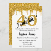 金ゴールドグリッター40四十ファンタスティック40歳の誕生日 招待状 (正面/裏面)