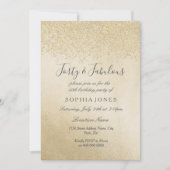 金ゴールドグリッター40歳と素晴らしい40歳の誕生日 招待状 (正面)