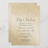 金ゴールドグリッター40歳と素晴らしい40歳の誕生日 招待状 (正面/裏面)