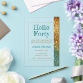 金ゴールドグリッター40歳の誕生日パーティー アクリル招待状 (インサイチュ (ウェディング))