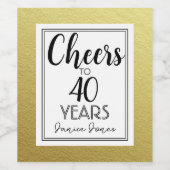 金ゴールドグリッター40歳の誕生日応援から40歳 ワインラベル (シングルラベル)