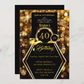 金ゴールドグリッター40th誕生日招待状 招待状 (正面/裏面)