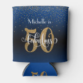 金ゴールドグリッター50とファブルーズブルーグラデーション誕生日 缶クーラー (正面)