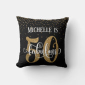 金ゴールドグリッター50と素晴らしいタイポグラフィ誕生日 クッション (正面)