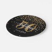 金ゴールドグリッター50と素晴らしいタイポグラフィ誕生日 ペーパープレート (アングル)