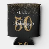 金ゴールドグリッター50と素晴らしいタイポグラフィ誕生日 缶クーラー (正面)