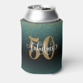 金ゴールドグリッター50と素晴らしいティール（緑がかった色）グラデーション誕生日 缶クーラー (缶裏面)