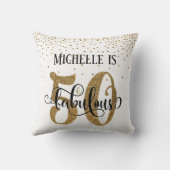 金ゴールドグリッター50と素晴らしい誕生日オンホワイト クッション (裏面)