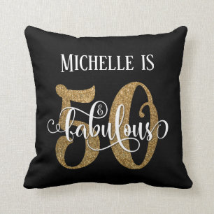 金ゴールドグリッター50と素晴らしい誕生日オーバーブラック クッション