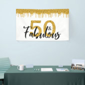 金ゴールドグリッター50と素晴らしい誕生日装飾 横断幕 (トレードショー)