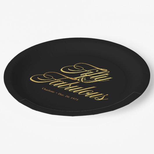 金ゴールドグリッター50と素晴らモダンしい50番目の誕生日 ペーパープレート (アングル)