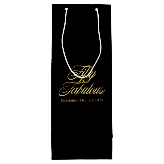 金ゴールドグリッター50と素晴らモダンしい50番目の誕生日 ワインギフトバッグ (裏面)