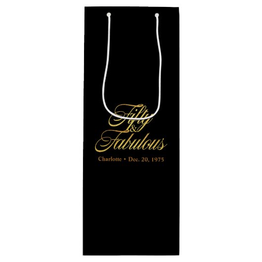 金ゴールドグリッター50と素晴らモダンしい50番目の誕生日 ワインギフトバッグ (正面)