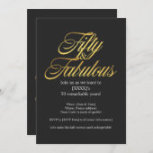 金ゴールドグリッター50と素晴らモダンしい50番目の誕生日 招待状 (正面/裏面)