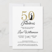 金ゴールドグリッター50ファブラス | 第50回誕生日パーティー 招待状 (正面)