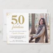 金ゴールドグリッター50及び素晴らしい誕生日招待状 招待状 (正面)