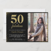 金ゴールドグリッター50及び素晴らしい誕生日招待状 招待状 (正面)