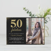 金ゴールドグリッター50及び素晴らしい誕生日招待状 招待状 (スタンド正面)