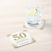 金ゴールドグリッター50及び素晴らしい誕生日 スクエアペーパーコースター (インサイチュ)