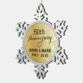 金ゴールドグリッター50周年結婚オーナメント スノーフレークピューターオーナメント (右)