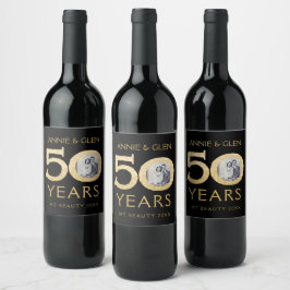 金ゴールドグリッター50周年記念写真テンプレートワイン ワインラベル