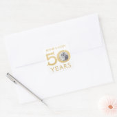 金ゴールドグリッター50周年記念写真テンプレート スクエアシール (封筒)