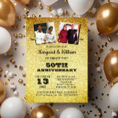 金ゴールドグリッター50周年記念写真 招待状