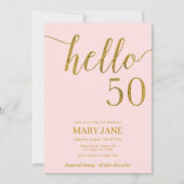 金ゴールドグリッター50番誕生日ハロー50招待状 招待状 (正面)